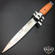 9" Classic Italian Milano Wood Assist Open Folding Stiletto Blade Pocket Knife