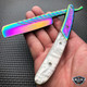 Rainbow Straight Blade Barber Razor Folding Pocket Knife Shaving Throat Pearl