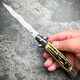 8.75" Italian Stiletto Switch Kris Blade Pocket Knife