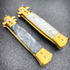 GOLD STILETTO AUTOMATIC KNIFE - GOLD-PLATED BLADE, WHITE MARBLE INSERTS