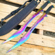2PC 27" NINJA Rainbow Titanium Twin Katana Samurai Sword Machete Fixed Blade