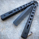 Practice BALISONG BUTTERFLY Trainer Comb Brush Knife BLADE BLACK