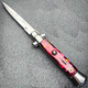 Marble Red Italian Stiletto Switch Blade Pocket Knife