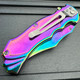 Rainbow Dragon Flame Tactical Spring Assisted Open Folding Pocket Knife Blade