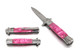 9" Pink Premium Italian Milano Stiletto Tactical Spring Assisted Pocket Knife