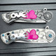 7" Black Widow Heart Spring Assisted Pocket Knife