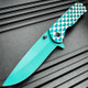  8" Teal Green HEARTS TACTICAL Combat Spring Assisted Open Pocket Knife Women