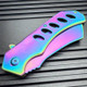 12" HUGE CLEAVER BALL BEARING Assisted Open Pocket Folding Knife RAZOR Blade Rainbow