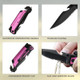 .5" Survival Rescue Pocket Knife w/ LED Light - Pink