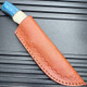 Fixed Satin Finish Stainless Blade Knife with Red Wood, White Bone and Blue Wood Handle