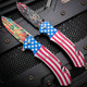 Land Of The Free Statue Of Liberty USA American Flag Patriotic Pocket Knife