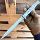 12" Falcon Big Boy Stiletto Spring Assisted Folding Pocket Knife - White Pearl Handle