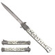 12" Falcon Big Boy Stiletto Spring Assisted Folding Pocket Knife - White Pearl Handle