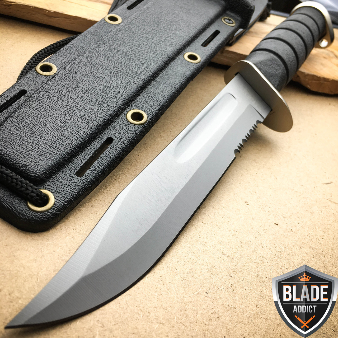 12Military Hunting Tactical Fixed Blade Combat Knife with Kydex Sheath