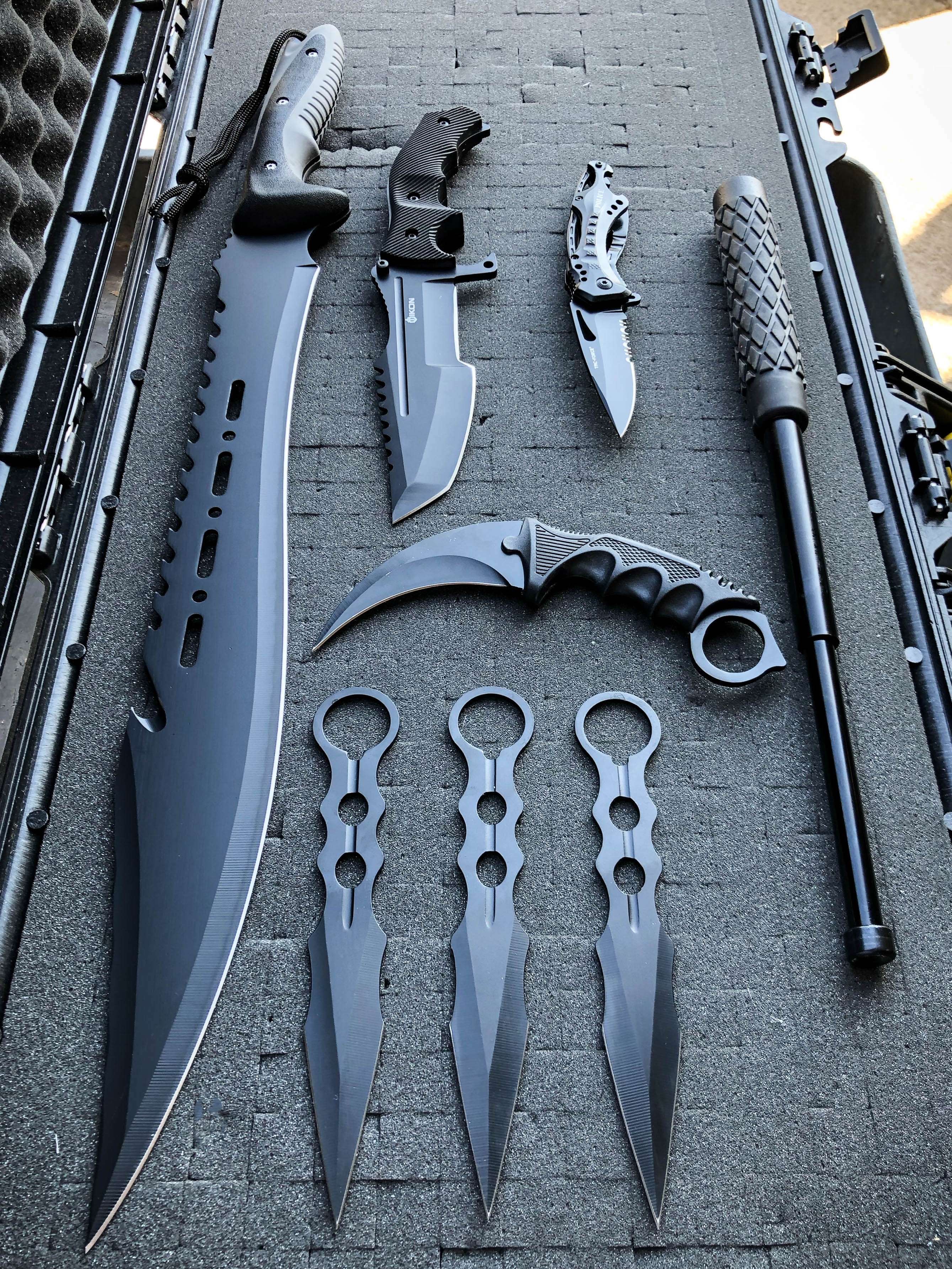 7 PIECES* REAPER TACTICAL BLACK KNIFE SET