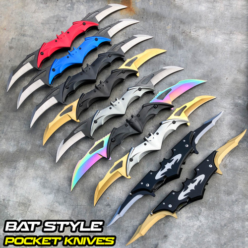 Dark Knight Batman Batarang Dual Blade Spring Assisted Pocket Knife Megaknife