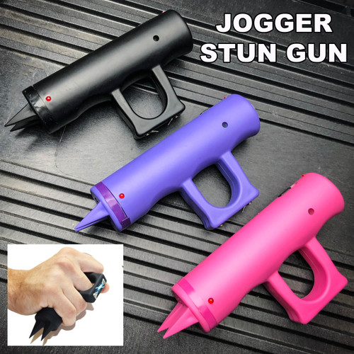 SPIKED JOGGER STUN GUN WITH ALARM AND USB CHARGER - MEGAKNIFE