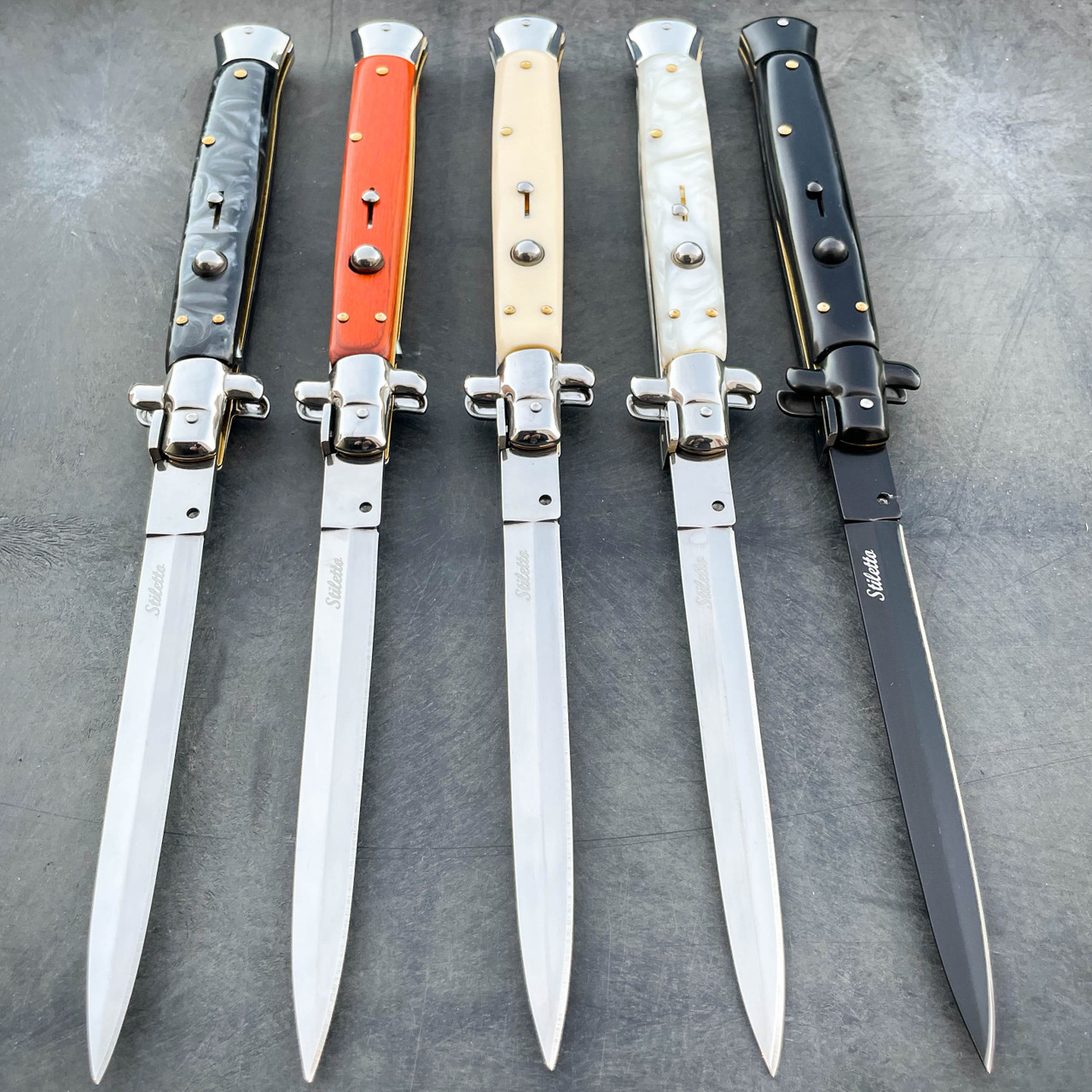 9 Damascus Rainbow STEEL Ghost OTF Tactical Pocket Knife - MEGAKNIFE