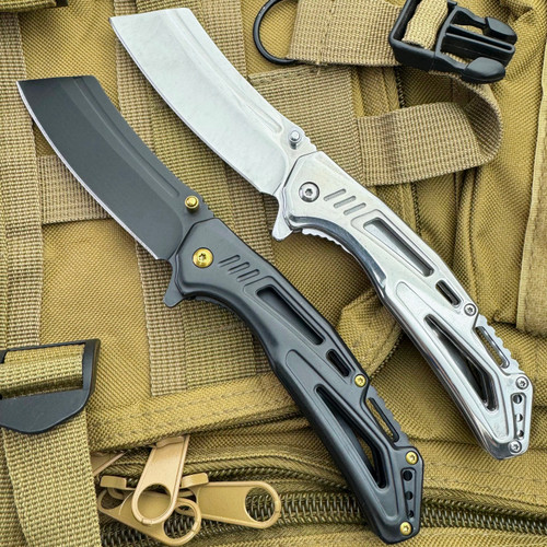 Military Tactical Spring Assisted Open Folding Pocket Knife Cleaver