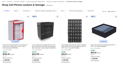 12% off on compliant cell phone storage and management solutions available through Quill
