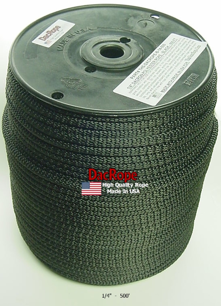 Antenna Support Rope, 1/4" 500', Black, Round, 100% Dacron Polyester Rope