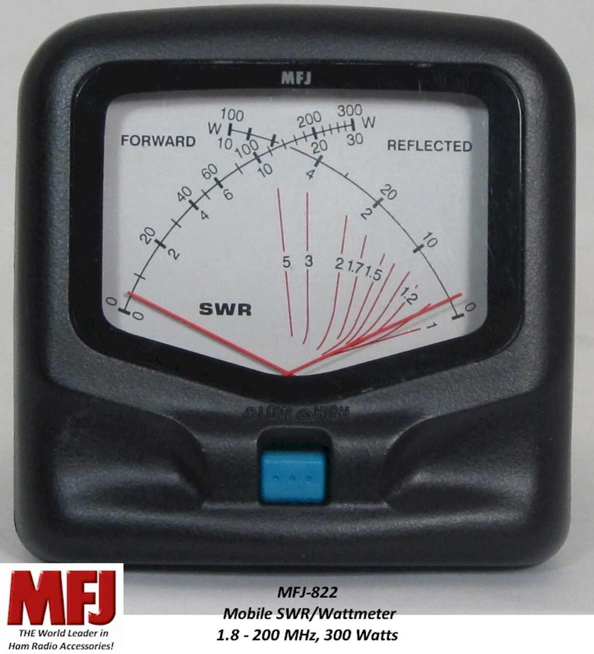 MFJ-822, SWR/Watt Meter, HF/VHF, 1.8 - 200 MHz, 300 Watts Mobile