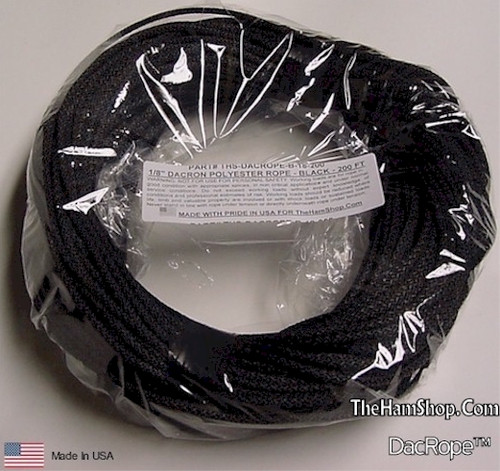 Antenna Support Rope, 1/8" 200', Black, Round, 100% Dacron Polyester Rope Antenna Support Rope, 1/8" 200', Black, Round, 100% Dacron Polyester Rope