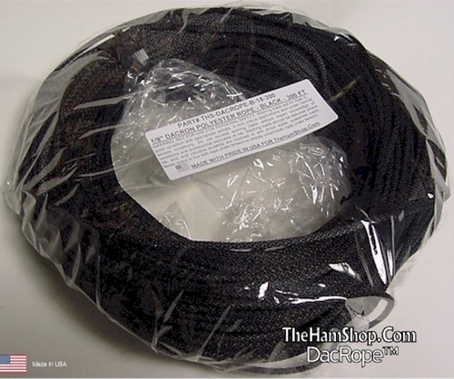 Antenna Support Rope, 1/8" 300', Black, Round, 100% Dacron Polyester Rope