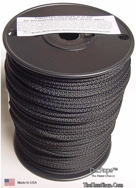 Antenna Support Rope, 1/8" 400', Black, Round, 100% Dacron Polyester Rope