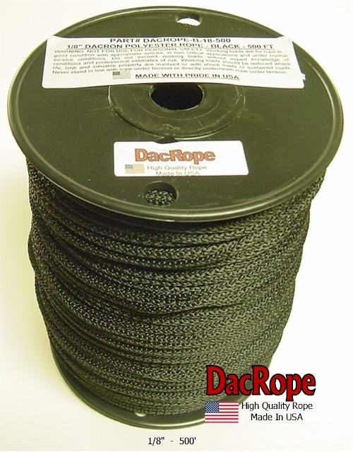 Antenna Support Rope, 1/8" 500', Black, Round, 100% Dacron Polyester Rope Antenna Support Rope, 1/8" 500', Black, Round, 100% Dacron Polyester Rope