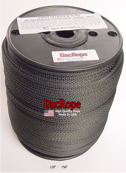 Antenna Support Rope, 1/8" 750', Black, Round, 100% Dacron Polyester Rope