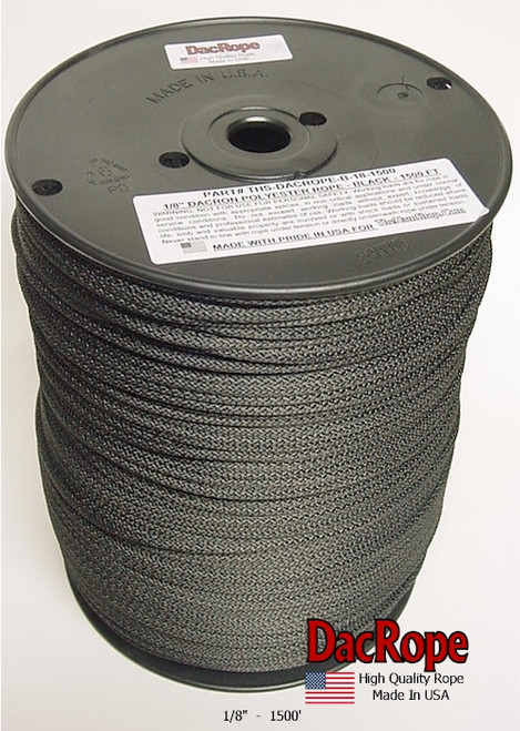 Antenna Support Rope, 1/8" 1500', Black, Round, 100% Dacron Polyester Rope