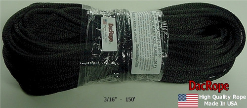 Quality Nylon Rope 1/4 inch Black Dacron Polyester Rope - 500 Foot Spool