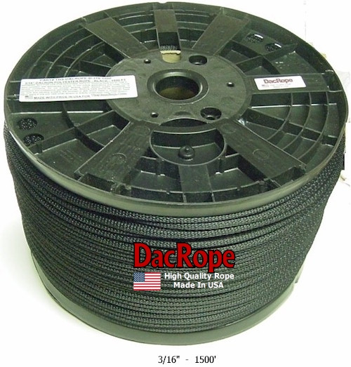 Antenna Support Rope, 3/16" 1500', Black, Round, 100% Dacron Polyester Rope Antenna Support Rope, 3/16" 1500', Black, Round, 100% Dacron Polyester Rope