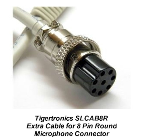 Tigertronics SLCAB8R Cable - This cable is compatible with virtually all Alinco, Icom, Kenwood and Yaesu radios that an 8-pin round type microphone jack