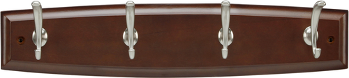 Luna Collection Hook Rail 18'' Long Cherry Stained with Satin Nickel Finish C25006-CSSN