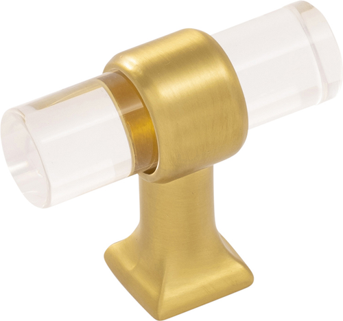 Crystal Palace Collection T-Knob 1-3/4'' x 11/16'' Crysacrylic with Brushed Golden Brass Finish H079520-CABGB