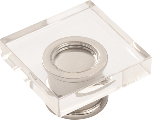 Crystal Palace Collection Knob 1-3/8'' Square Crysacrylic with Polished Nickel Finish H079525-CA14