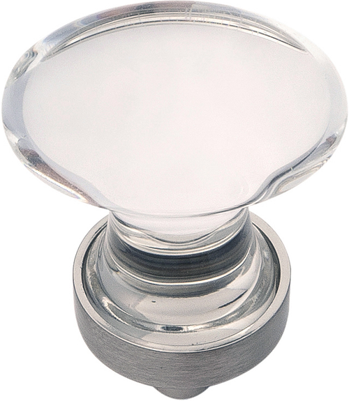 Crystal Palace Collection Knob 1-1/4'' x 3/4'' Glass with Satin Nickel Finish HH075852-GLSN