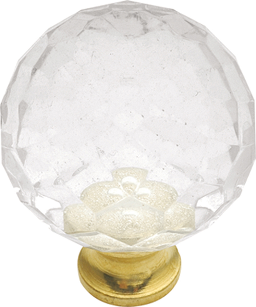 Crystal Palace Collection Knob 1-3/16'' Diameter Crysacrylic with Polished Brass Finish P30-CA3