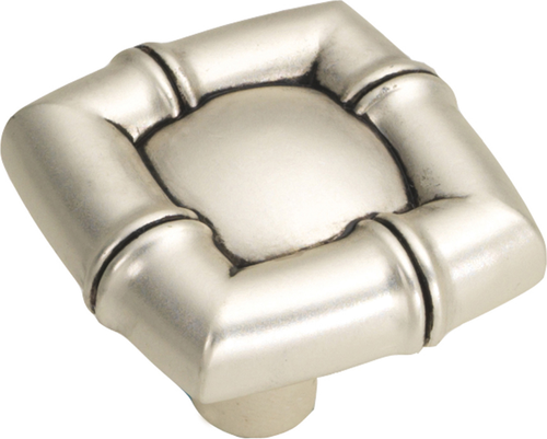 Bamboo Collection Knob 1-1/4'' Square Satin Antique Silver Finish P3443-SAS