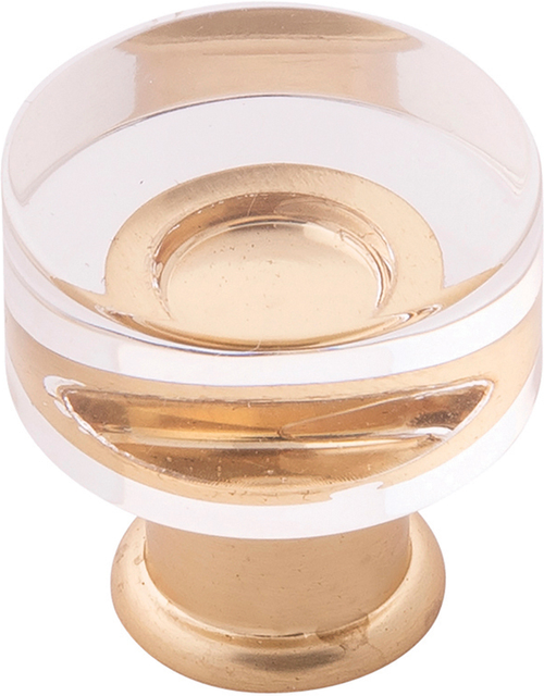 Midway Collection Knob 1'' Diameter Crysacrylic with Brushed Golden Brass Finish P3708-CABGB