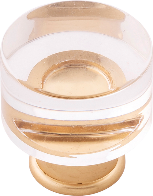 Midway Collection Knob 1-1/4'' Diameter Crysacrylic with Brushed Golden Brass Finish P3709-CABGB