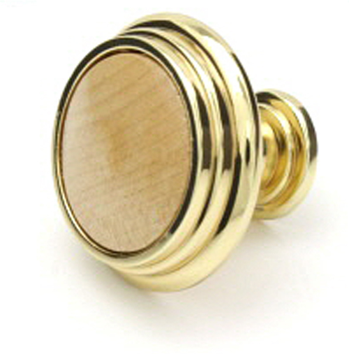 Woodgrain Collection Knob 1-5/16'' Diameter Polished Brass & Natural Maple Finish P415-NM