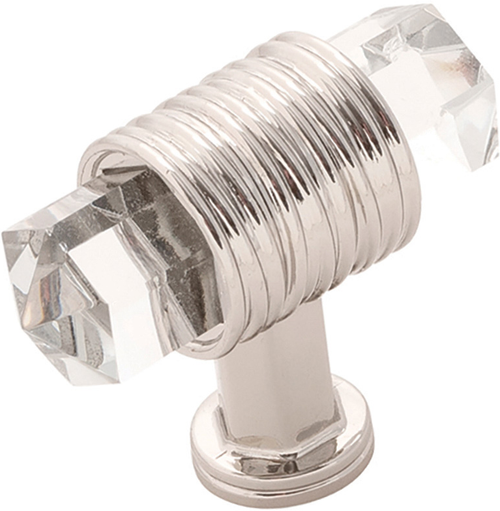 Chrysalis Collection T-Knob 1-7/8'' x 3/4'' Polished Nickel with Glass Finish B076303GL-14