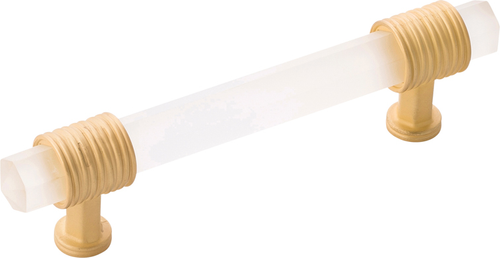 Chrysalis Collection Pull 3-3/4'' cc Brushed Golden Brass with Frosted Glass Finish B076306GF-BGB