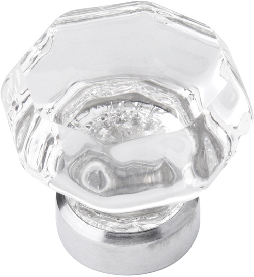 Luster Collection Knob 1-3/8'' diam Glass with Chrome Finish B076570-GLCH