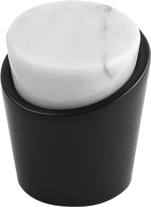 Firenze Collection Knob 1-1/4'' diam White Marble with Matte Black Finish B077038MW-MB