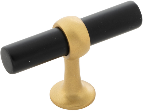 Ostia Collection T-Knob 2-1/2'' X 13/16'' Matte Black and Brushed Golden Brass Finish B077328-MBBGB