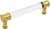 Midway Collection Pull 5-1/16'' cc Crysacrylic with Brushed Golden Brass Finish P3635-CABGB